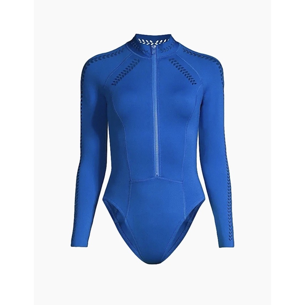 GIGI C Riley Long Sleeve Surf Suit One Piece Swimsuit Size Large Blue